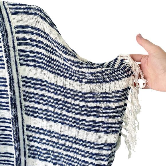 GAP Sleeveless White/Navy Stripe Sleeveless Fringed Cardigan Size S (fits L) - Picture 3 of 6